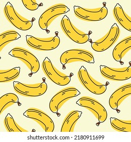 Patrón sin foco con plátanos. Fondo abstracto bananero. Vector.