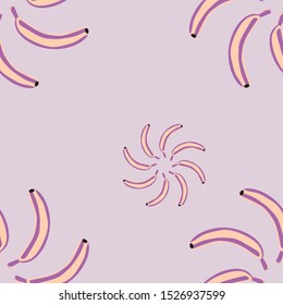 Seamless pattern of bananas of different sizes laid out in a circle