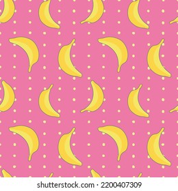 Seamless pattern with bananas, dots. Colorful pattern for wrapping paper, textile, paper and other design. 