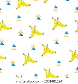 seamless pattern with bananas - exotic summer theme - white background