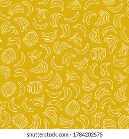 seamless pattern bananas: 
fruits with a white outline on a yellow background