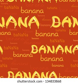 seamless pattern of bananas and letters, wallpaper