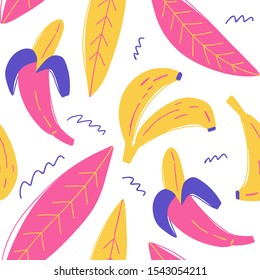 Seamless pattern with bananas. Modern textile, baby wallpaper,  wrapping paper designs. Hand-drawn illustration.
