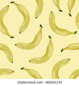 Seamless pattern with bananas on a light beige background. Background with fruits. Vector illustration.