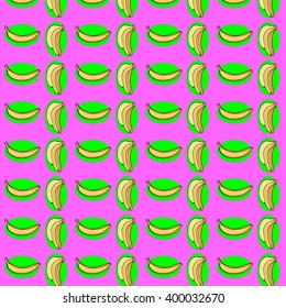 seamless pattern of bananas on purple background