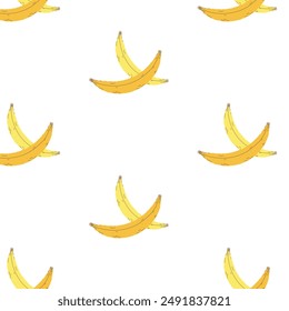 Patrón sin costuras con plátanos sobre un fondo transparente.  Fondo para textil.