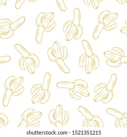 Seamless pattern with bananas on white background.