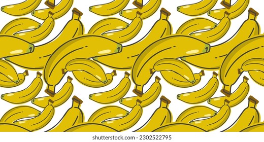 Seamless pattern with bananas on a white background