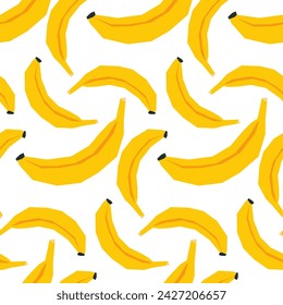 Nahtloses Muster mit Bananen auf weiß. Anwenden von Stilzeichnungen. Hintergrund, Geschenkpapier mit tropischen Früchten.