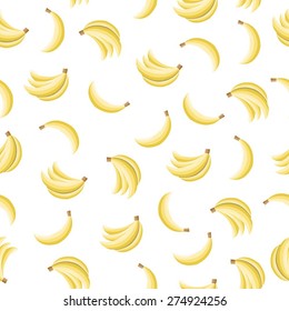 Seamless pattern with bananas on white background. Can be used for wallpaper, pattern fills, greeting cards, wrapping paper, scrap booking and textile or fabric. Vector illustration. EPS 10.