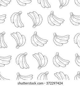 Seamless pattern of bananas on white background. Fruit repeating texture. Figure for textiles.