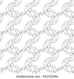 Seamless Pattern Bananas, Peeled Bananas on White Background.