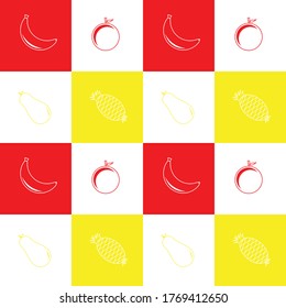 Seamless pattern with bananas, pineapples, orange and avocado  background. Cute vector background. Bright summer fruits illustration. Fruit mix design for fabric and decor. backdrop fruits in eps 10