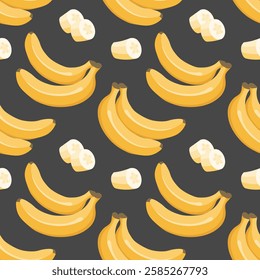 Seamless pattern with bananas. Tropical fruits illustration. Background, print