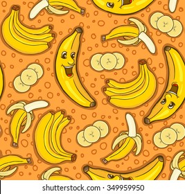 Seamless pattern of bananas, vector illustration