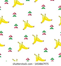 seamless pattern with bananas vector on white background - summer theme