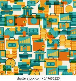 Seamless pattern of banking icons.
