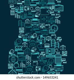 Seamless pattern of banking icons.