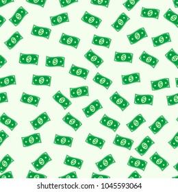 Seamless pattern of the banknote cash money dollar vector seamless background green money symbol of wealth and success, paper for gift packing for birthday with picture of money dollar bill