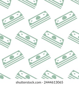 Seamless pattern with banknotes or cash. Money background. Vector illustration