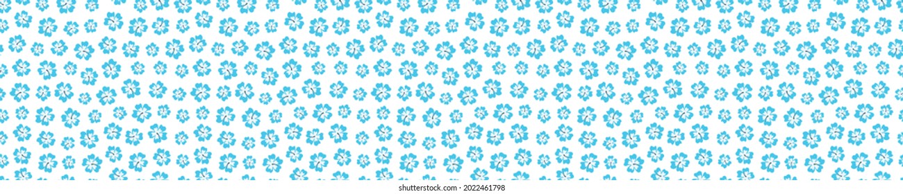 Seamless pattern banner with blue Hibiscus flowers