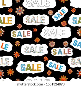 Seamless pattern. Banner clearance sale. Vector illustration. Illustration in orange, white and black colors.
