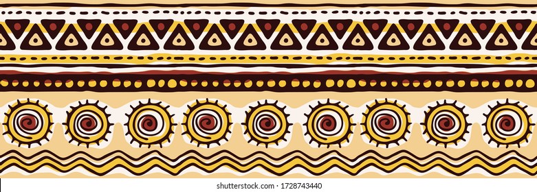 Seamless pattern, banner. Ethnic background, hand drawing, vector design.