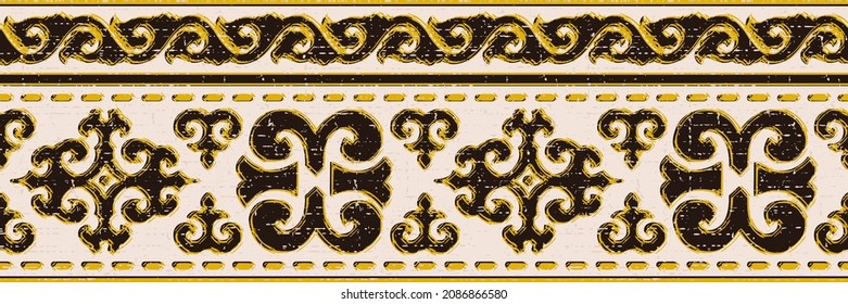 Seamless pattern, banner. Ethnic background on the theme of Turkic art, vector design.