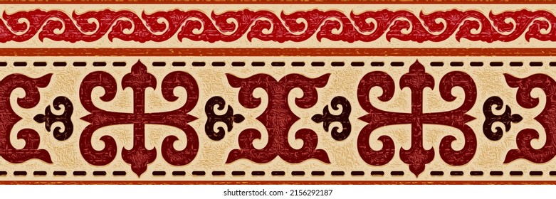 Seamless pattern, banner. Ethnic background on the theme of Turkic art, vector design.