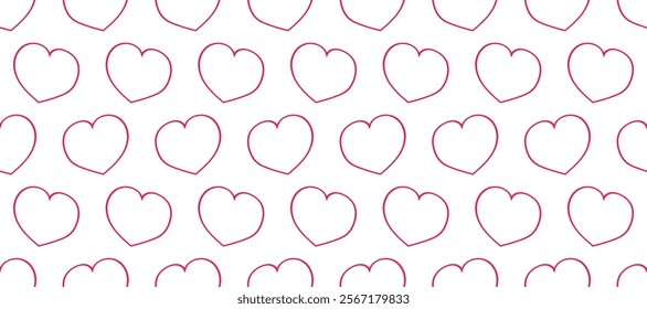 Seamless pattern. Banner for Valentine's day. Heart shape. White background.
