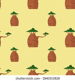 A seamless pattern with baobab tree. Safari template. African nature. 