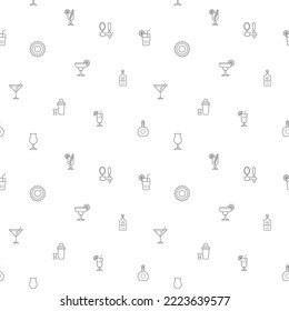 Seamless pattern with bar and alcohol icon on white background. Included the icons as pub, drink, cocktail, bar glass, bottle, beer, beverage, liquor, design elements And Other Elements.