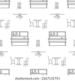 Seamless pattern with bar elements hand drawn doodle outline vector