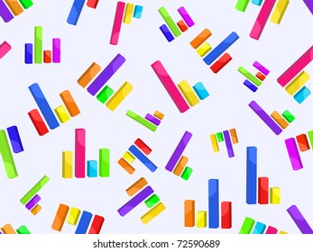 seamless pattern with bar graph on light blue background