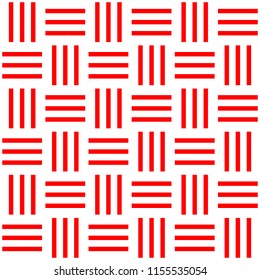 Seamless pattern, bar horizontal with red line vertical on white background, vector illustration