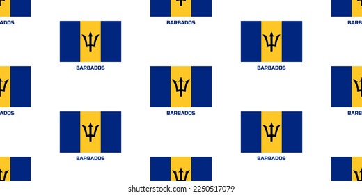 The seamless pattern  of the BARBADOS state  flag.  With the  caption of the  name of the country " BARBADOS".