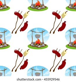 Seamless pattern barbecue theme. Holidays, picnic, gatherings design surface.