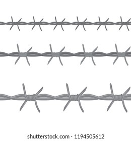 seamless pattern barbed wire. different sizes isolated on white background