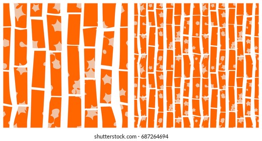 Seamless pattern of bark, wood. Single pattern is shown in the left. The example of assembly seamless is shown in the right.  