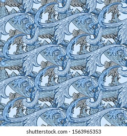 Seamless pattern baroque abstract.Vintage floral victorian ornamental.Vector illustration
