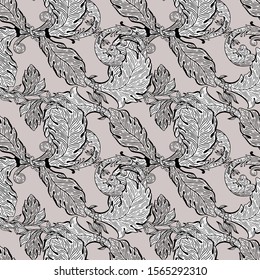 Seamless pattern baroque blue color.Vintage floral victorian ornamental.Vector illustration.

