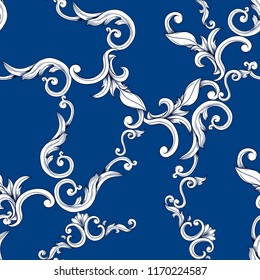 Seamless pattern  with baroque elements. Vector illustration.