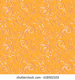 Seamless pattern with baroque ornamental elements on bright background. Vector illustration for web or print design, can be used for fabric, invitations, wallpapers, scrap-booking.