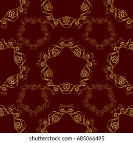 Seamless pattern with baroque ornamental elements on bright background. Vector illustration for web or print design, can be used for fabric, invitations, wallpapers, scrap-booking.