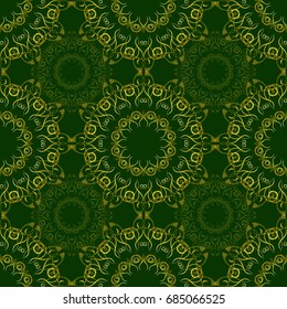 Seamless pattern with baroque ornamental elements on bright background. Vector illustration for web or print design, can be used for fabric, invitations, wallpapers, scrap-booking.