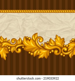 Seamless pattern with baroque ornamental floral gold elements.