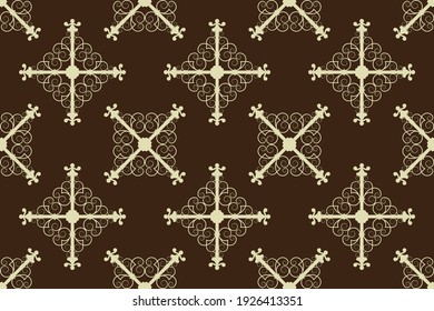 Seamless pattern. Baroque, rococo style wallpaper design. Seamless retro elements background. Vintage style crosses antique pattern. Seamless crosses pattern. Vector illustration.