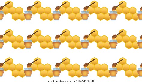 Seamless pattern with a barrel of honey. Wallpaper, print, modern textile design, wrapping paper