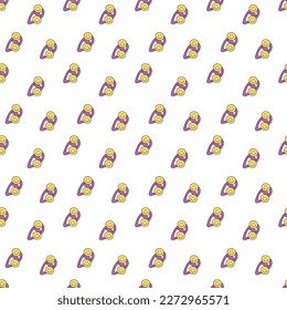 Сute seamless pattern with barrette5. Color doodle  vector illustration.