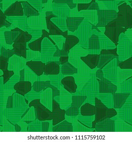 Seamless pattern. At the base of the texture lie the punched squares broken into multi-colored pieces. Camouflage style. The chess network of semitransparent sections is superimposed on the picture.